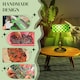 image 4 of HOMCOM Stained Glass Table Lamp, Vintage Lamp with Green Handmade Shade