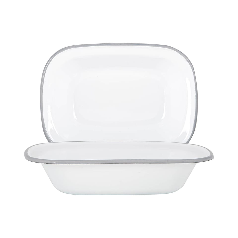 image 1 of Argon Tableware White Enamel Pie Dishes - 25.5cm - Grey - Pack of 2