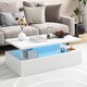 image 3 of COSTWAY 2 Tier Coffee Table Modern Center Table Cocktail Table LED light