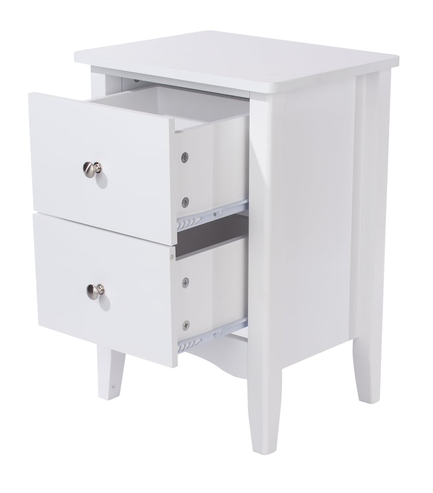 image 1 of Como 2 Drawer Bedside Cabinet - Shaker-Style Design for Modern Compact Living | White | White | One Size | 1