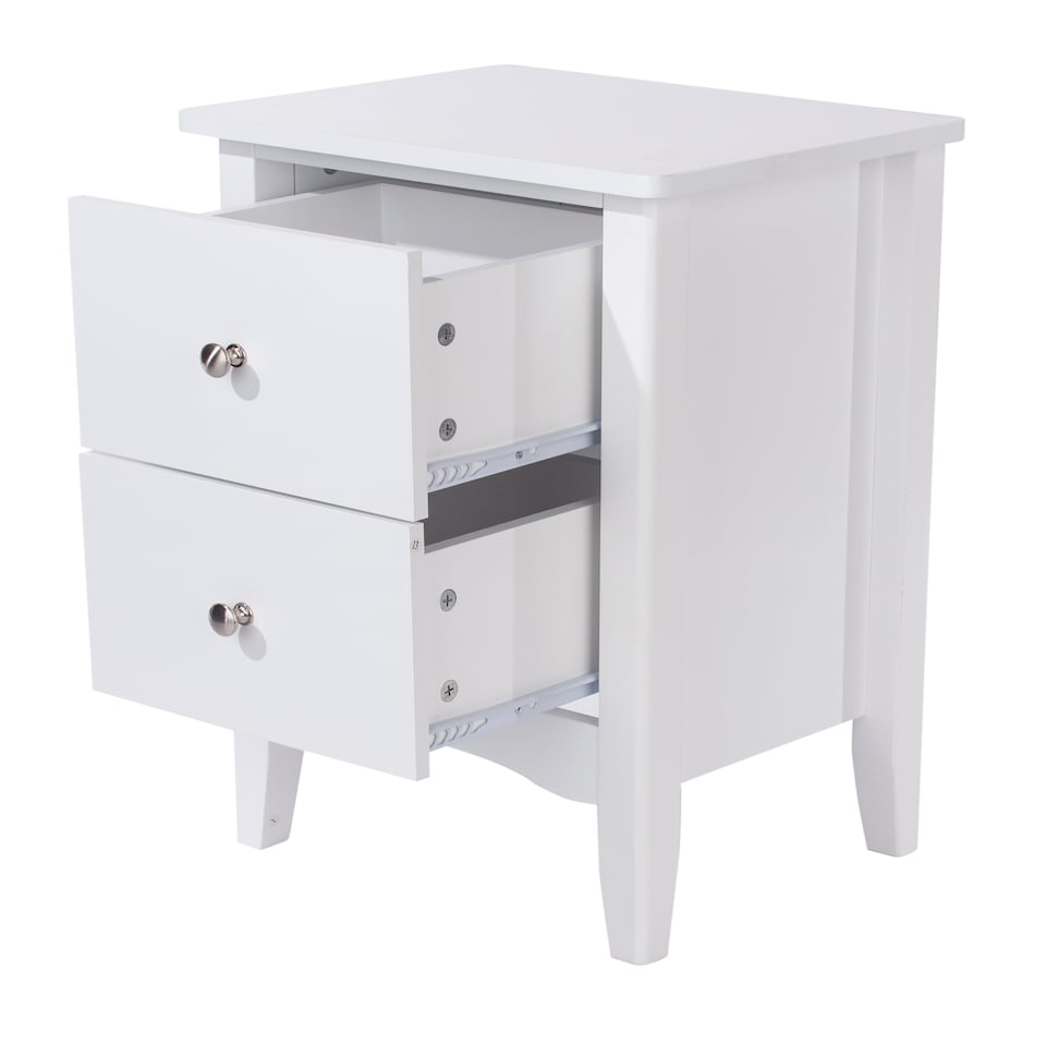 image 1 of Como 2 Drawer Bedside Cabinet - Shaker-Style Design for Modern Compact Living | White | White | One Size | 1