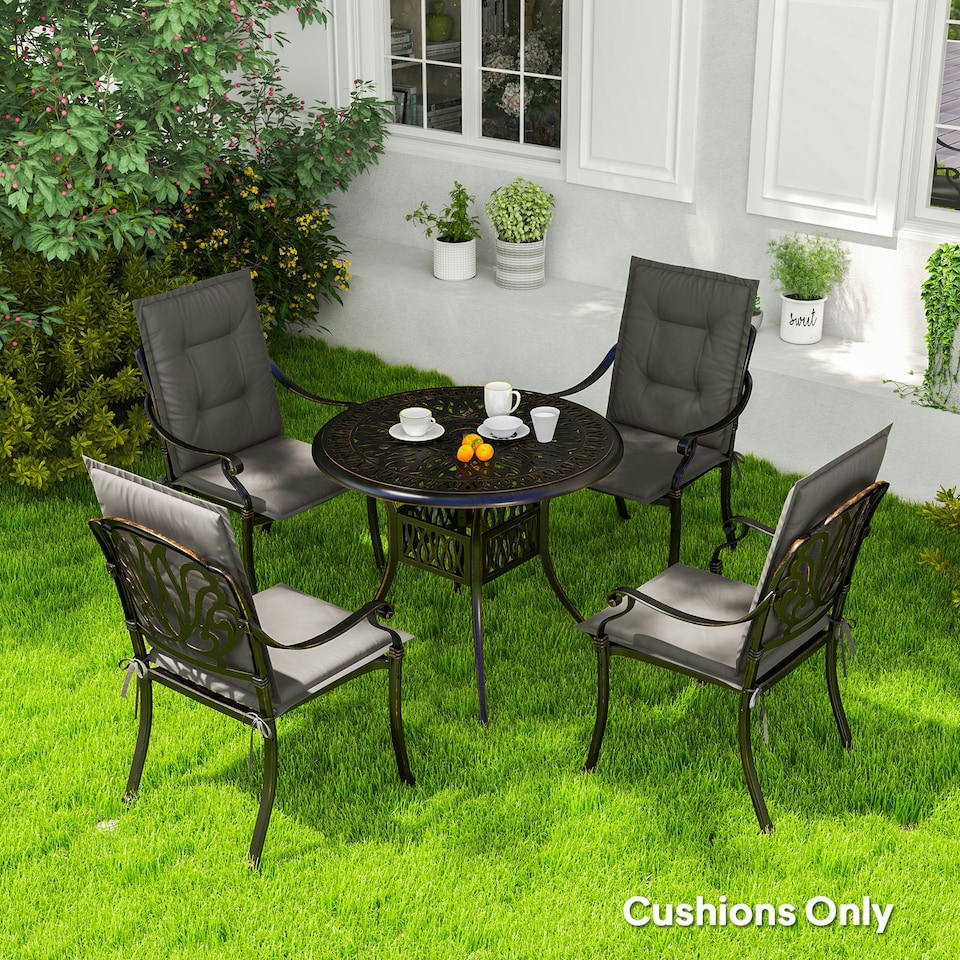 image 1 of Outsunny Set of 4 Garden Chair Cushions, Outdoor Seat Pads, White