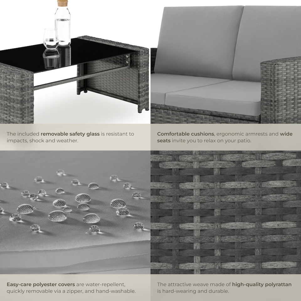 image 1 of Garden Furniture Set Jesolo - 2 armchairs, 1 sofa,  and coffee side table - Grey/Light Grey