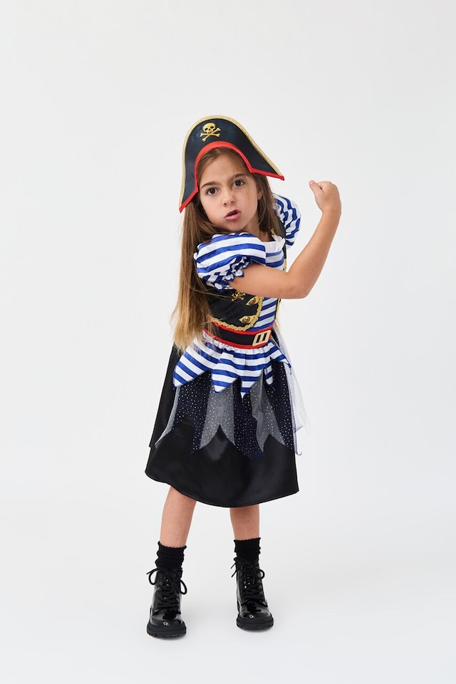 image 1 of Fearsome Pirate Girl Kids Costume - World Book Day, Dress-Up, and Role Play - Ages 3-10 | Multi | Multicoloured | 6-8 years