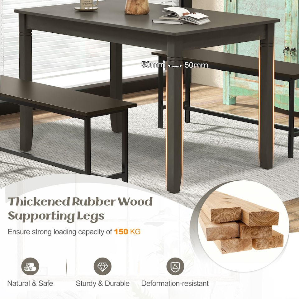 image 1 of COSTWAY Wooden Dining Table for 4 People Kitchen Table-Gray