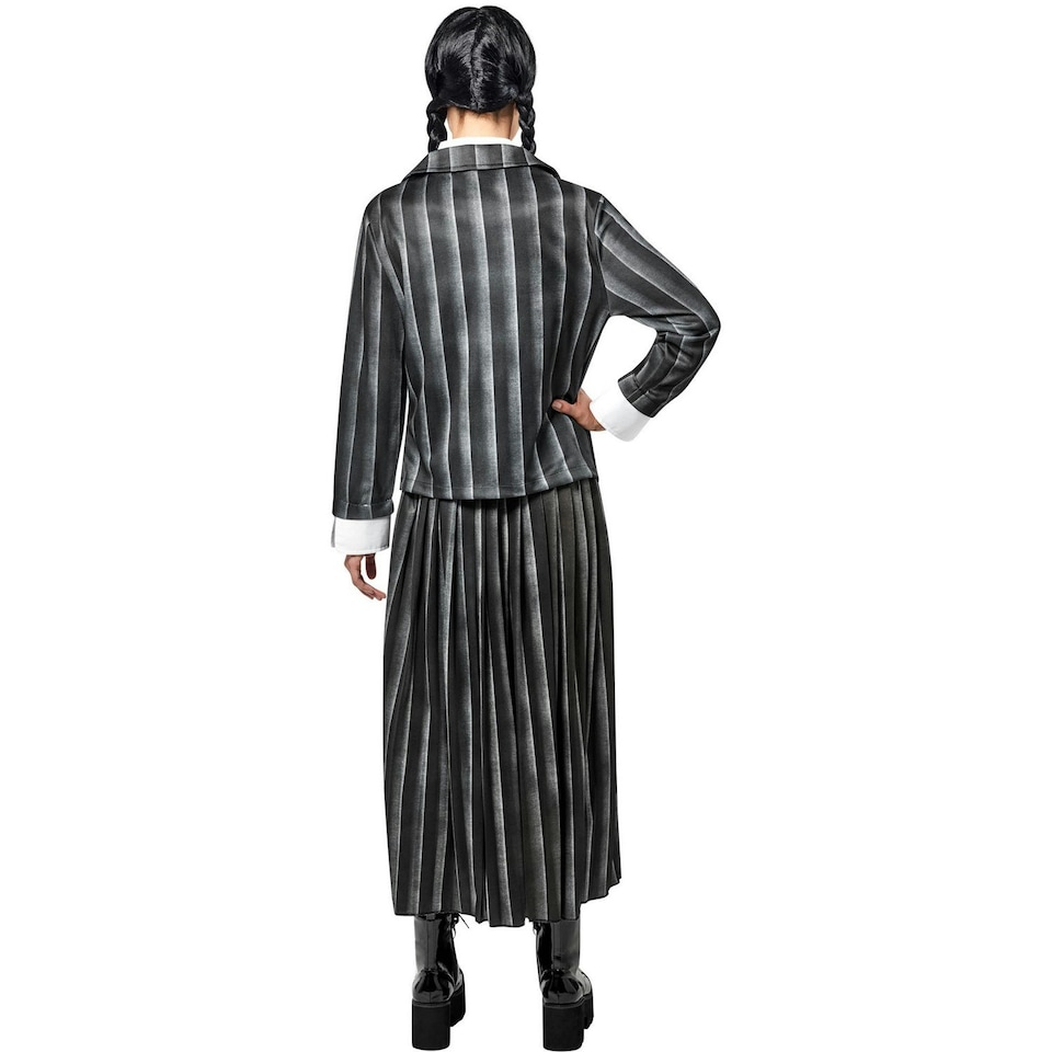 image 1 of Wednesday Womens/Ladies Nevermore Academy School Uniform Costume Set - Black/White/Grey - S S