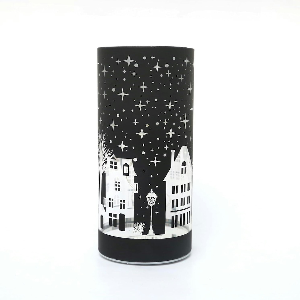 image 1 of 22cm Deep Blue Christmas Vase - LED Village Decor