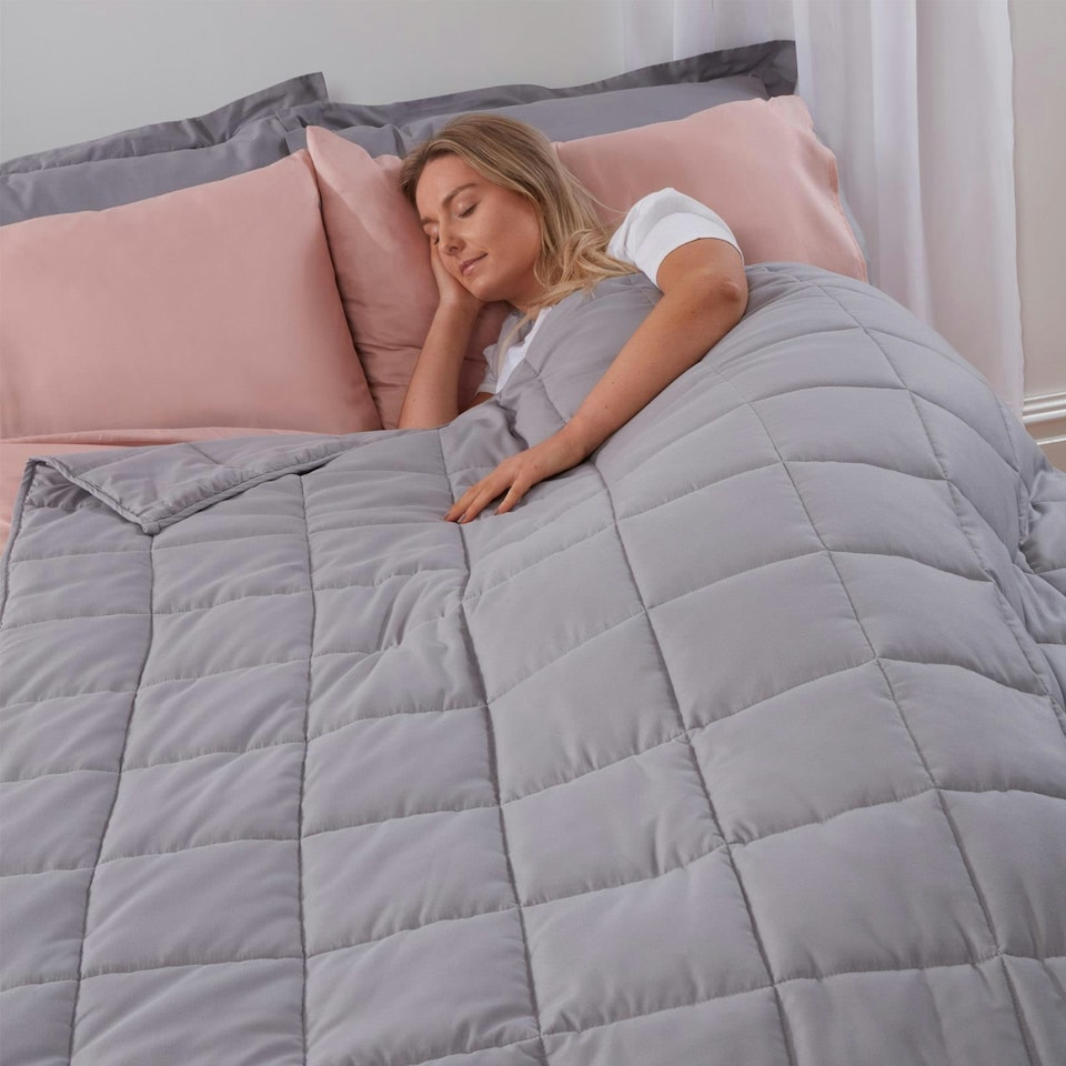 image 1 of OHS Weighted Blanket 8kg Quilted, 150x200cm - Silver