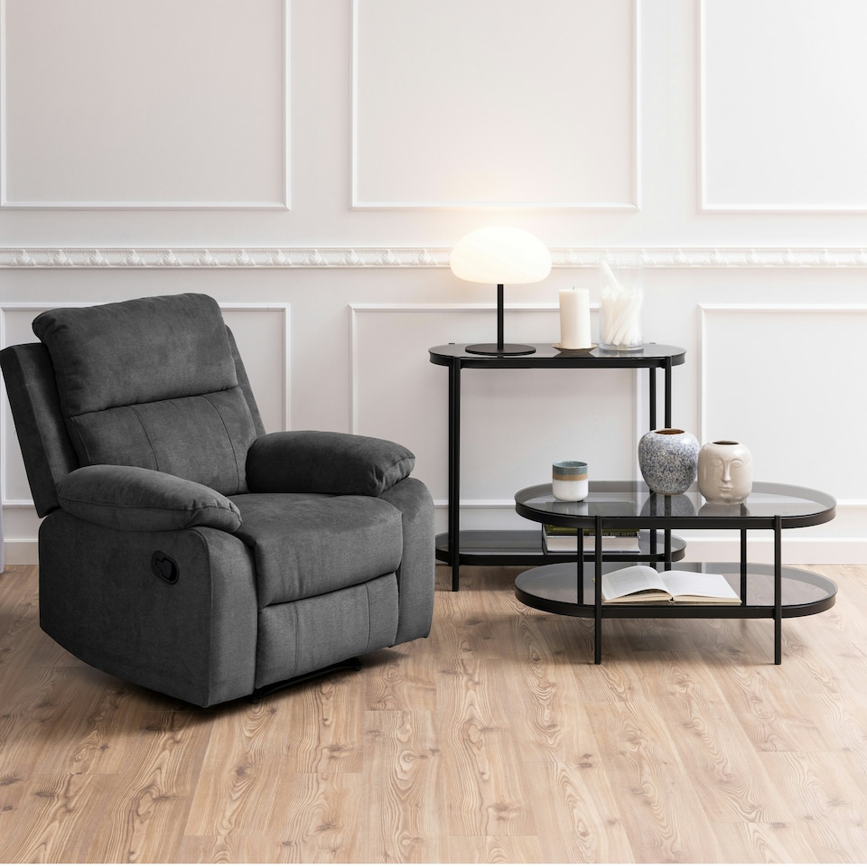 image 1 of Bayonne Oval Coffee Table with Smoked Glass Top
