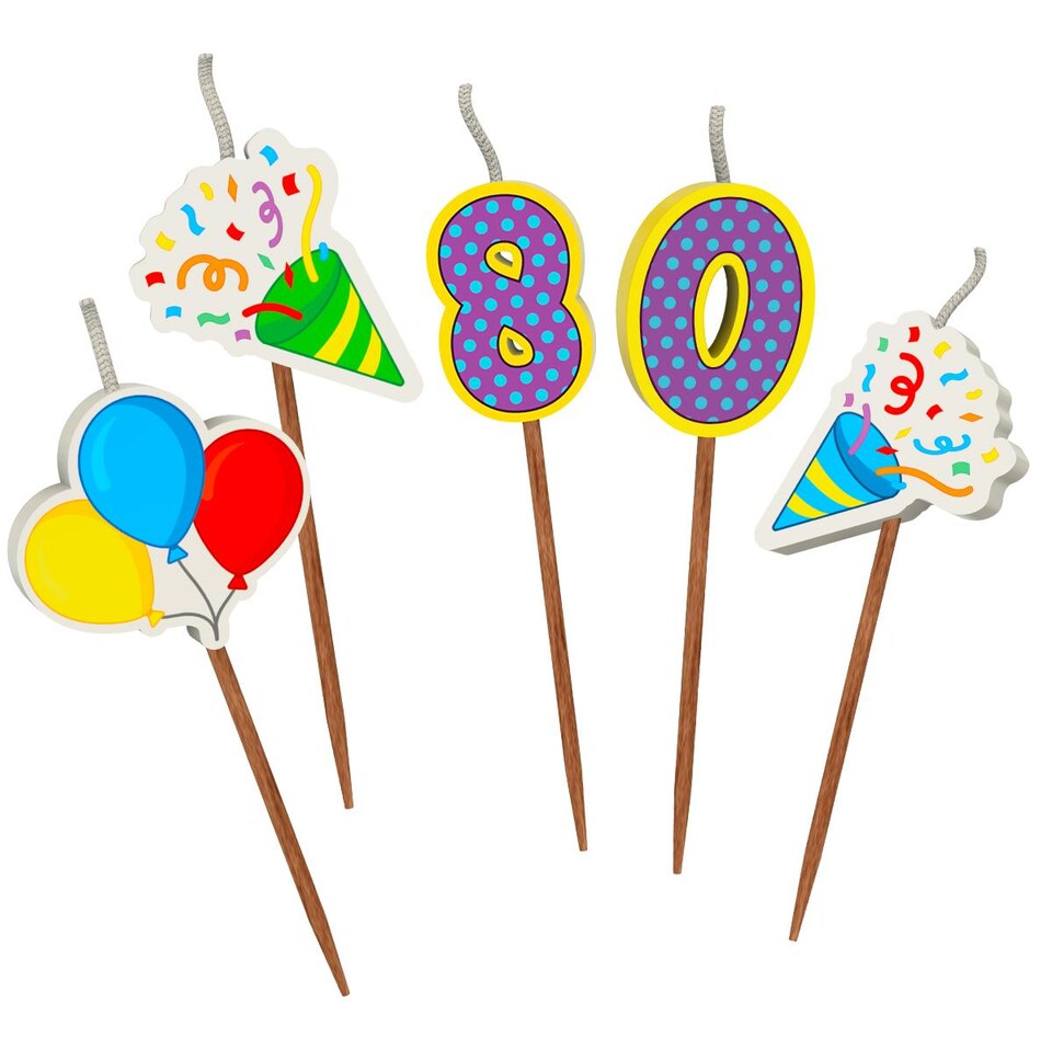 image 1 of Milestone 80th Birthday Cake Candle Set