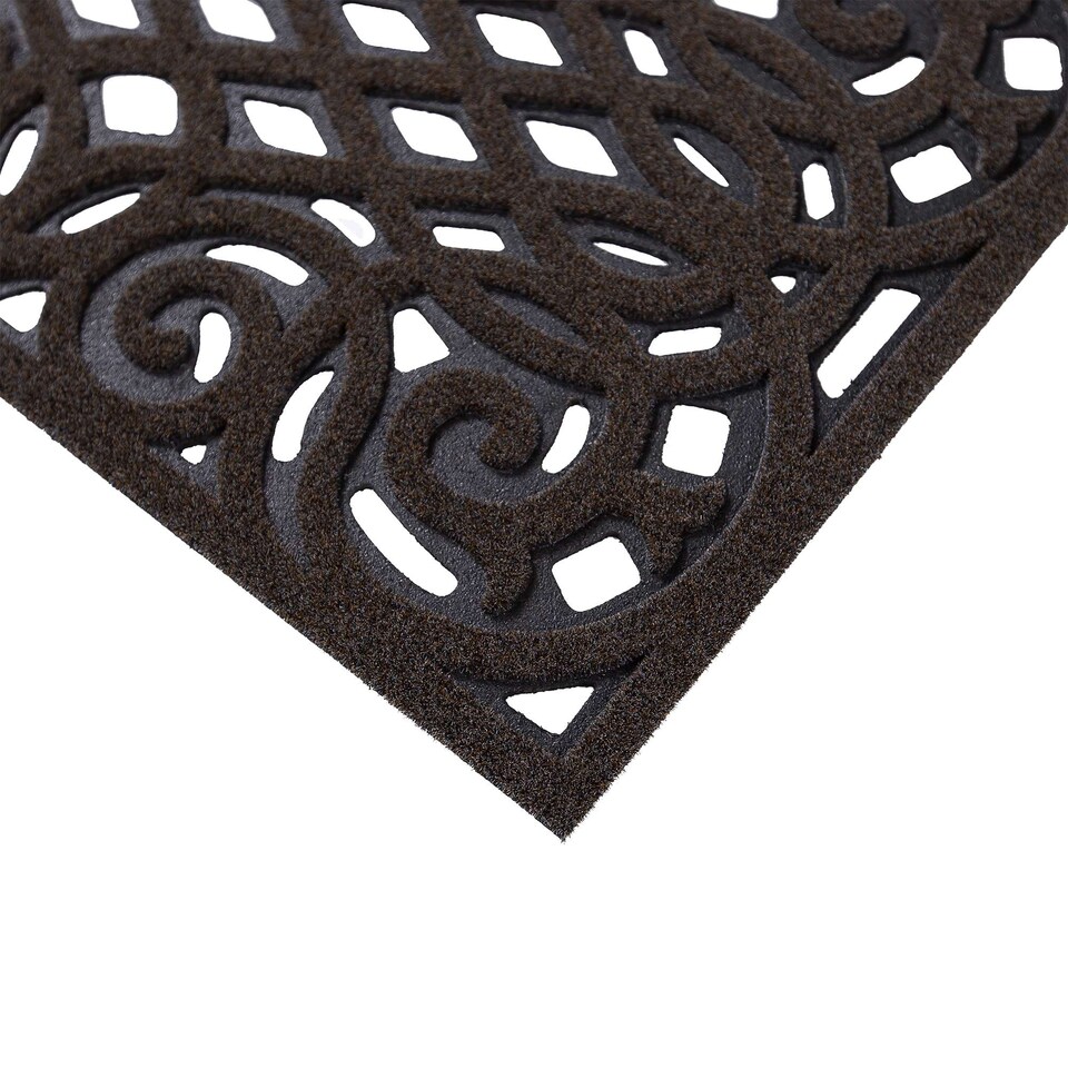 image 1 of Nicoman Victorian Style Halfmoon Rubber Outdoor Door Mat Brown 75 x 44cm