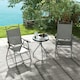 image 8 of Outsunny Folding Chairs Set, Breathable Mesh Fabric Seat, Dark Grey