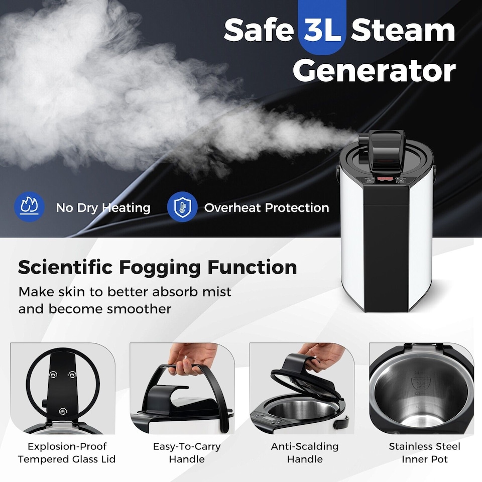 image 1 of COSTWAY Portable Home Sauna Full Body Steam Sauna Tent w/3L Steam Generator