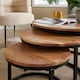 image 9 of Nest 3 Tables Solid Acacia Wooden Top Home Compact Furniture Design Living Room