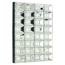 Interiors by Premier Multi Glass Bevelled Wall Mirror, Contemporary Geometric Mirror With 24 Mirrored Glass Squares, Black Frame Silver