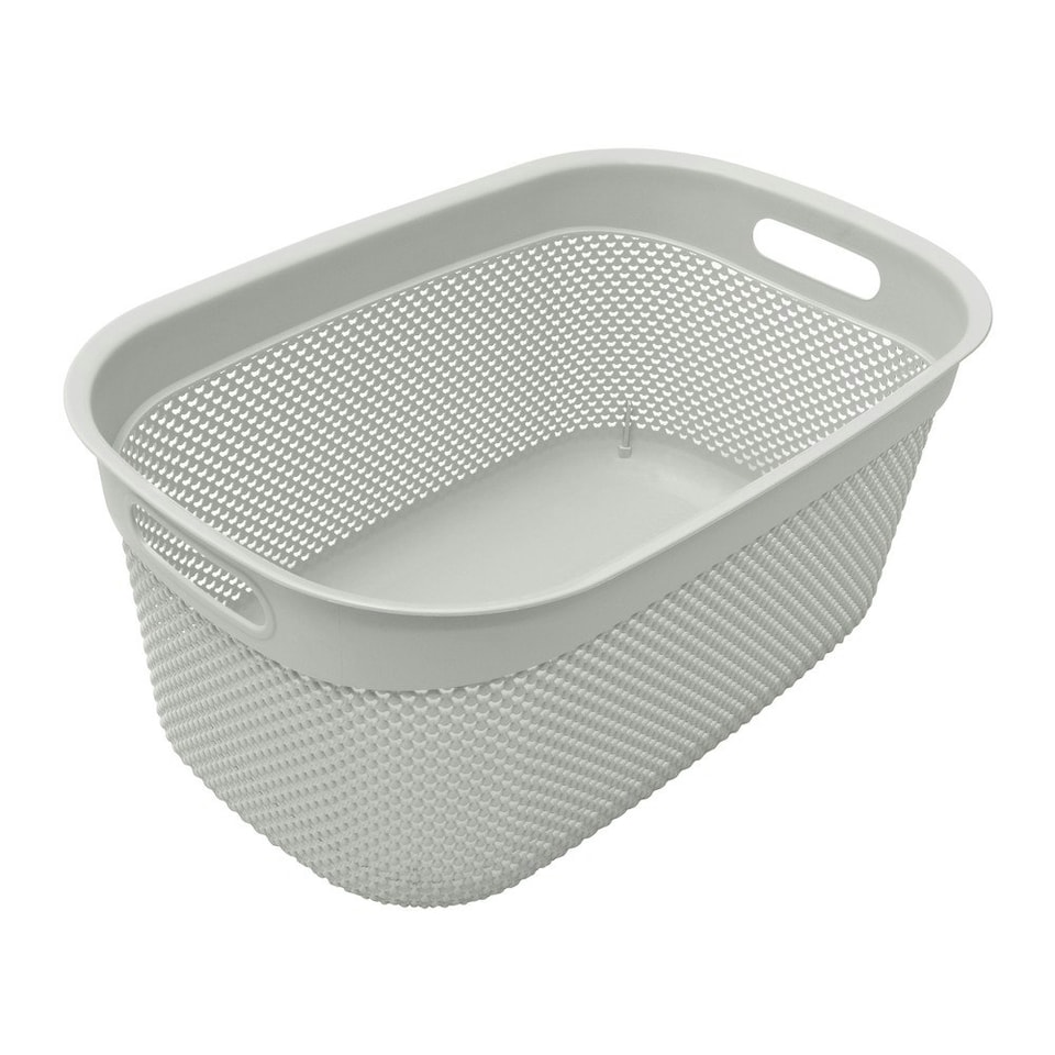 image 1 of JVL Droplette Laundry Plastic Storage Basket, 33L - Ice Grey Grey
