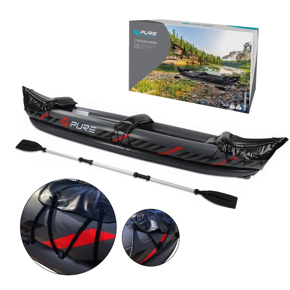 image 1 of GEEZY Inflatable Kayak Two-Person Boat with Paddle Black