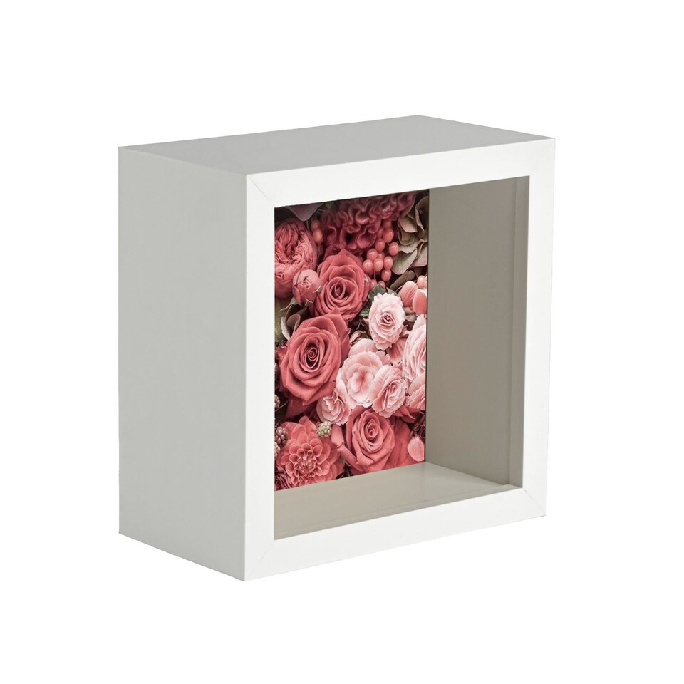image 1 of Nicola Spring 3D Deep Box Photo Frame - 4 x 4" - White