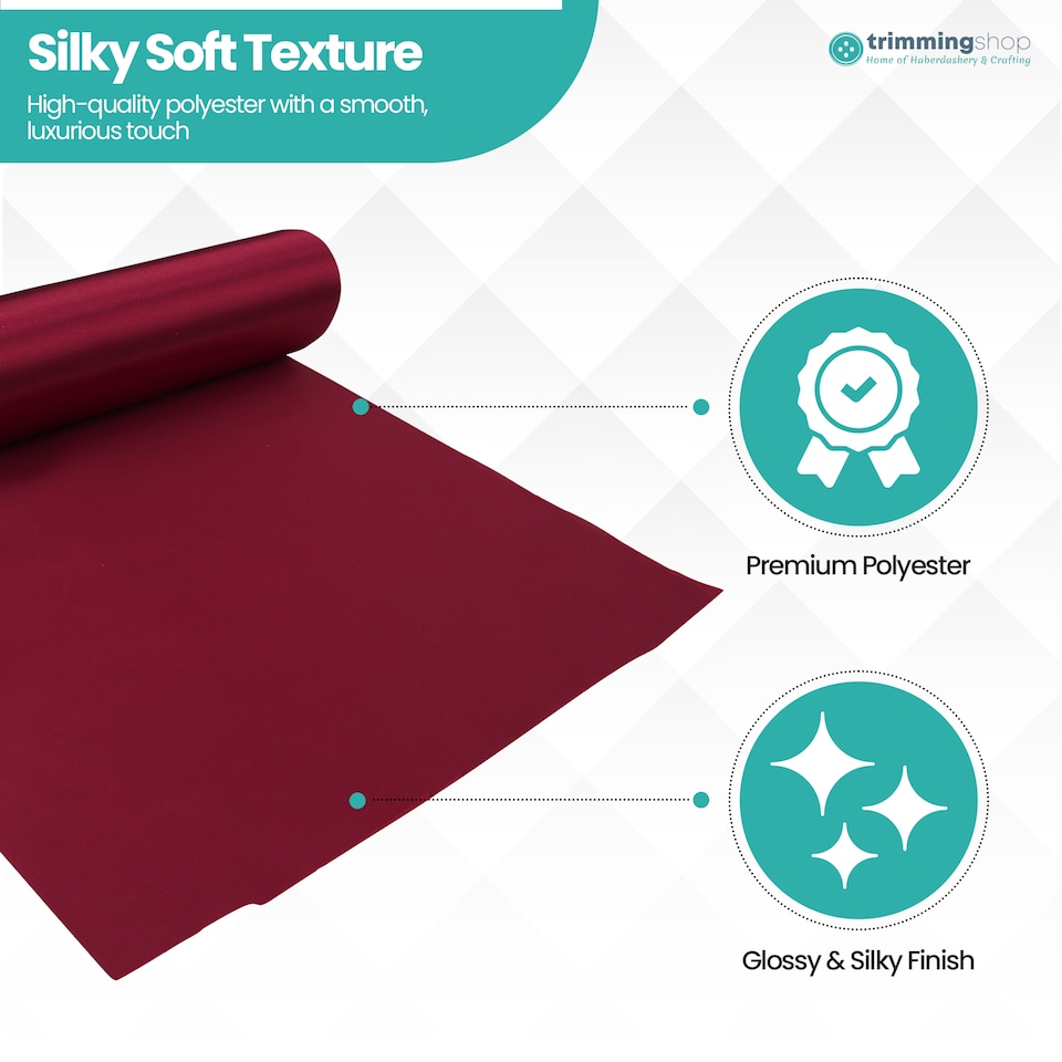 image 1 of Satin Fabric Roll, Silky & Shiny, Soft Polyester Roll - 29cm x 20m