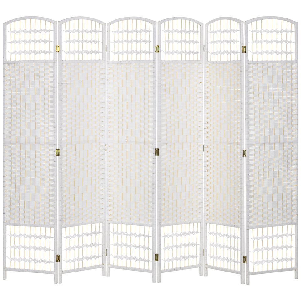 image 1 of HOMCOM 6 Panel Folding Room Divider, Freestanding Privacy Screen, White