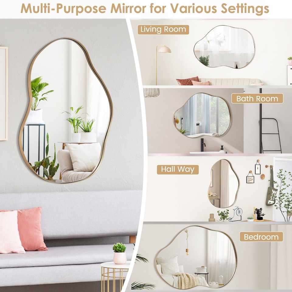 image 1 of COSTWAY Irregular Wall Mirror Decorative Vanity Mirror