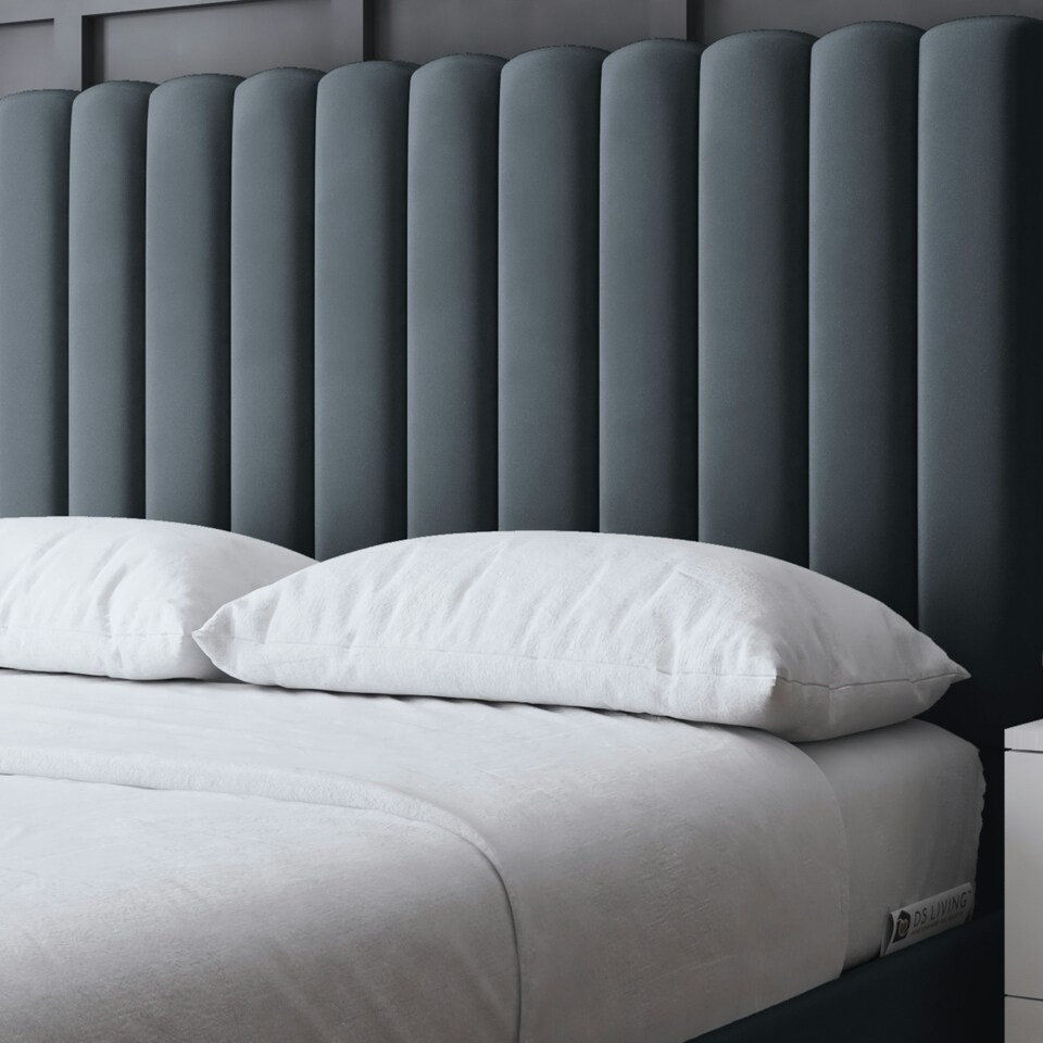 image 1 of Evangeline Divan Bed with Upholstered Headboard - Grey (Steel) - Super King / 6ft
