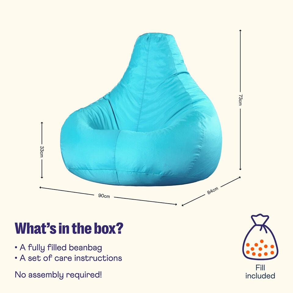 image 1 of Recliner Indoor Outdoor Bean Bag Aqua Blue Bean Bag Chair | Blue | Aqua Blue | 1