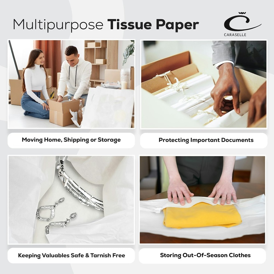image 1 of 2 x Caraselle Jumbo Large White Acid Free Tissue Paper - 50 Sheets in total (75 x 100cm) White | XL