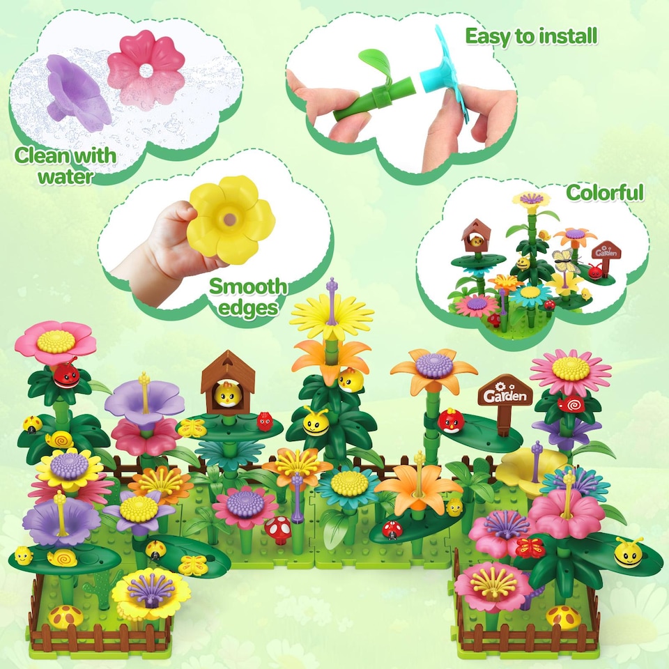 image 1 of 191 PCS Flower Garden Building Toys for Girls STEM DIY Construction Playset for Kids