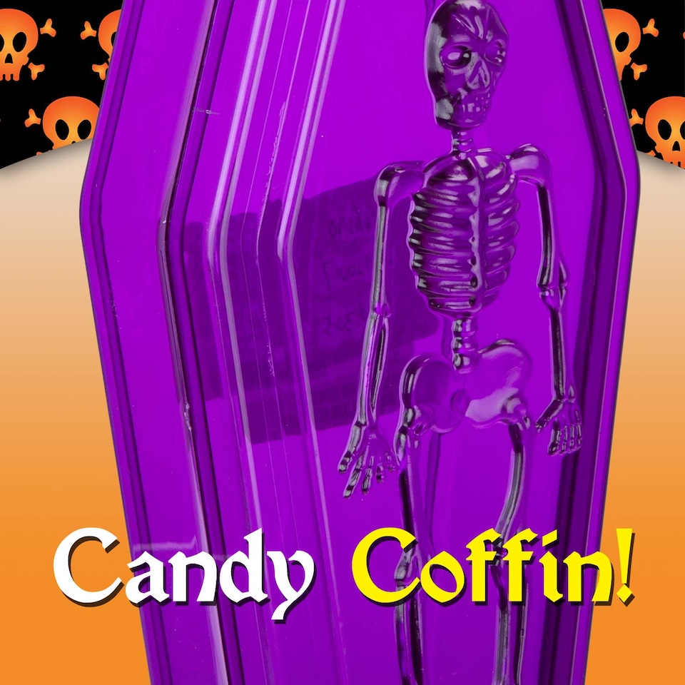 image 1 of PMS Halloween Skeleton Coffin Candy Box with Lid, 19.5cm x 5cm