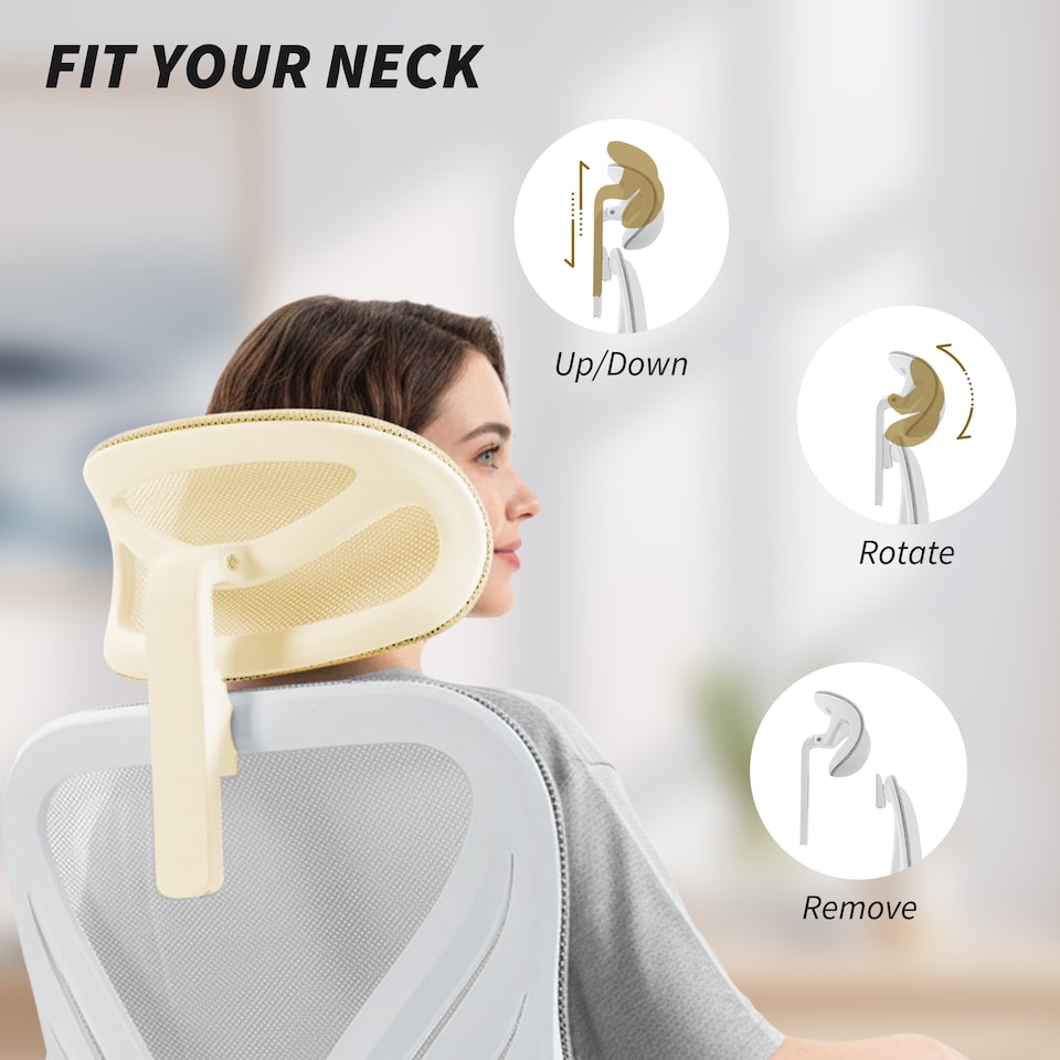 image 1 of HOMCOM Ergonomic Office Chair, High Back Mesh Desk Chair with Foldable Backrest, 2D Headrest, Flip-up Armrest, Lumbar Support, Tilt Function, Swivel Wheels for Home Office, Light Grey