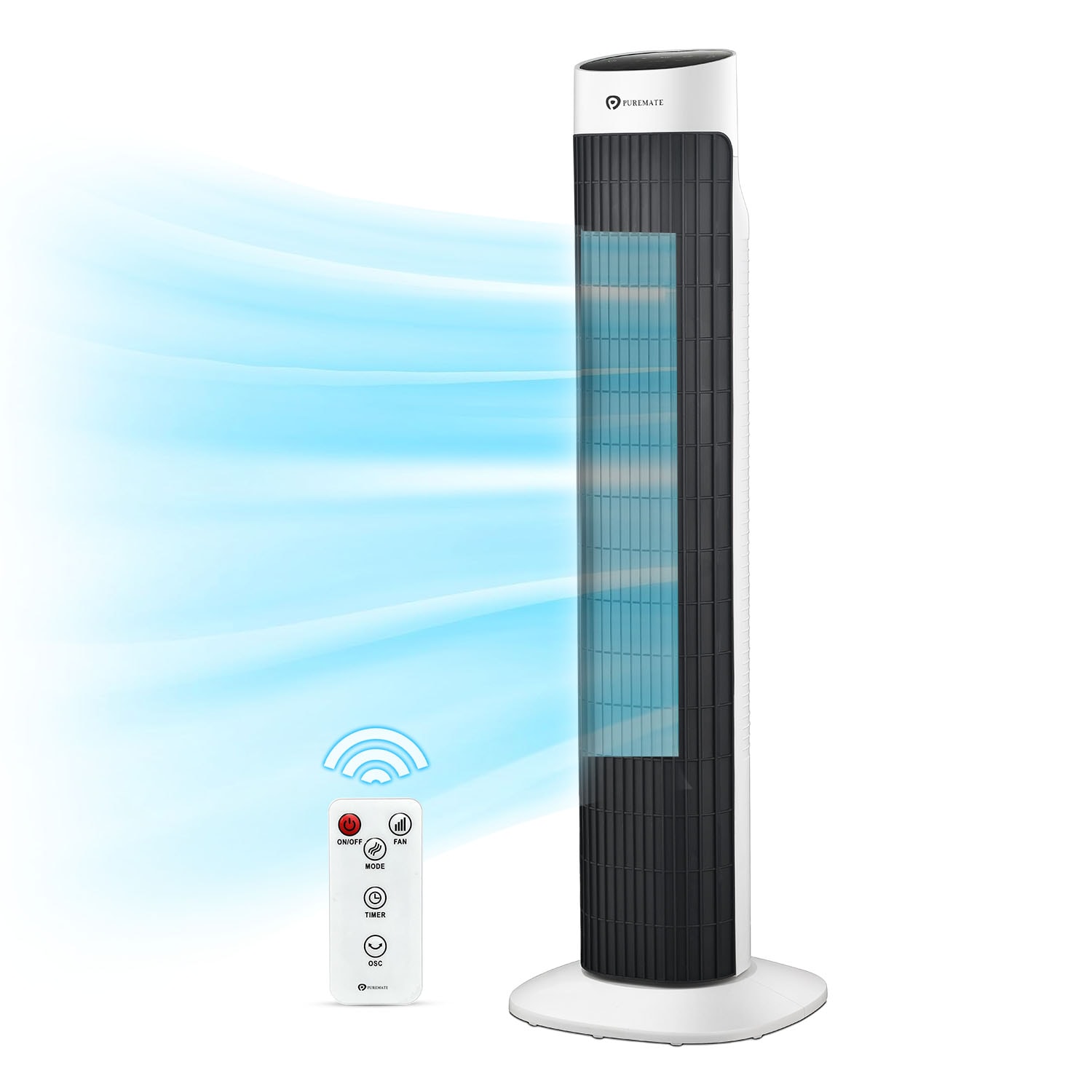 PureMate 32-inch Oscillating Tower Fan with Timer, Sleep Mode and Remote Control