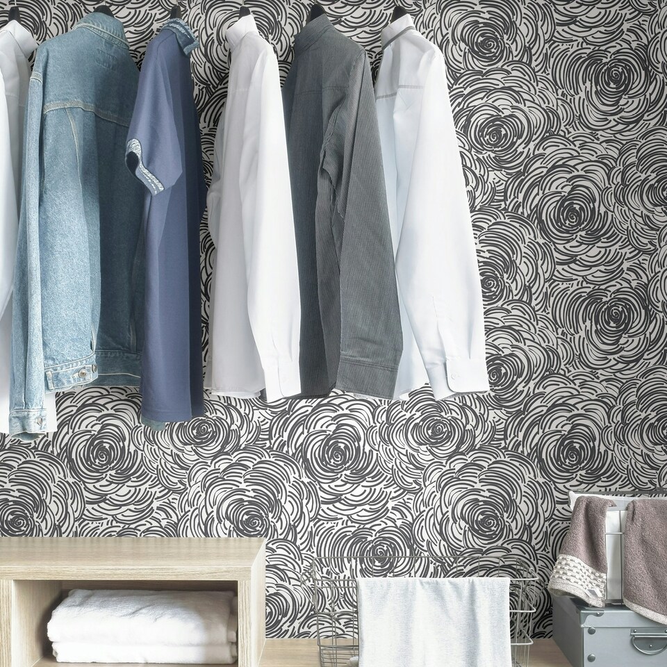 image 1 of NuWallpaper NU3491 Beauty Peel & Stick Wallpaper, Black Multi