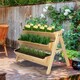 image 2 of Outsunny 3 Tier Wooden Garden Raised Bed Plant Bed with Clapboard and Hooks