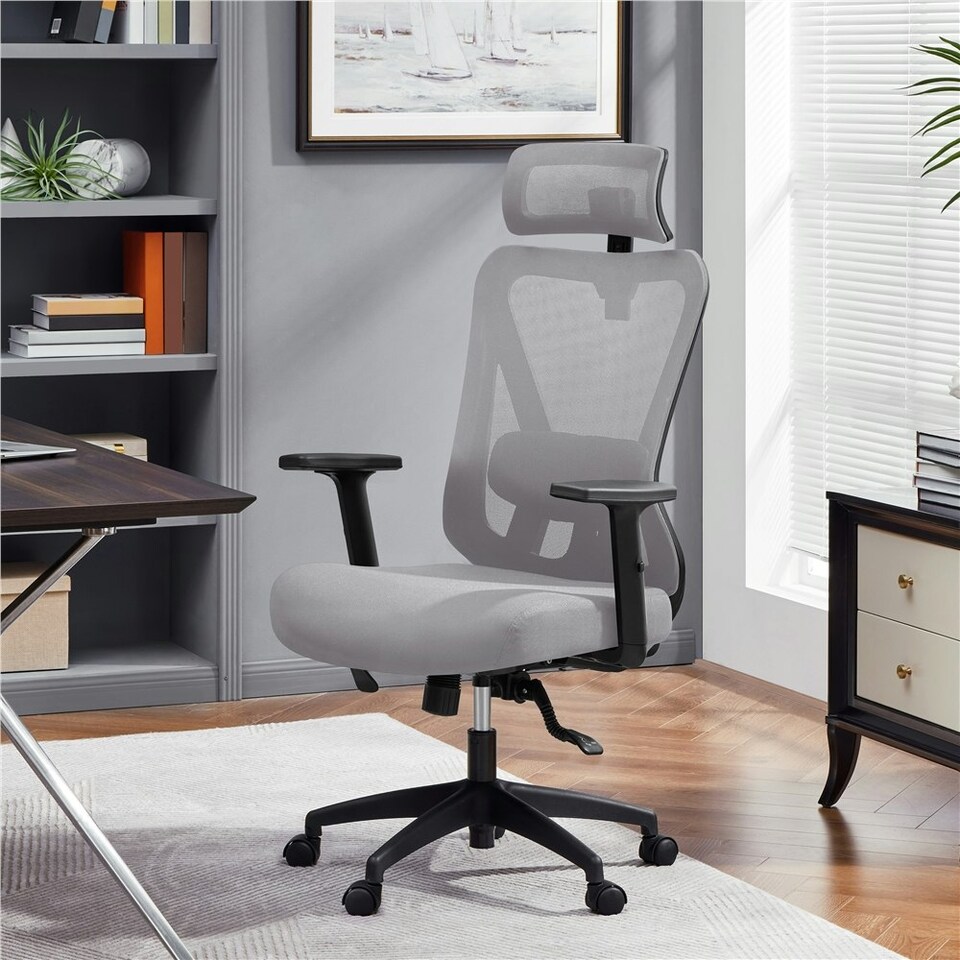 image 1 of Yaheetech High Back Mesh Office Desk Chair | Grey | Light Grey