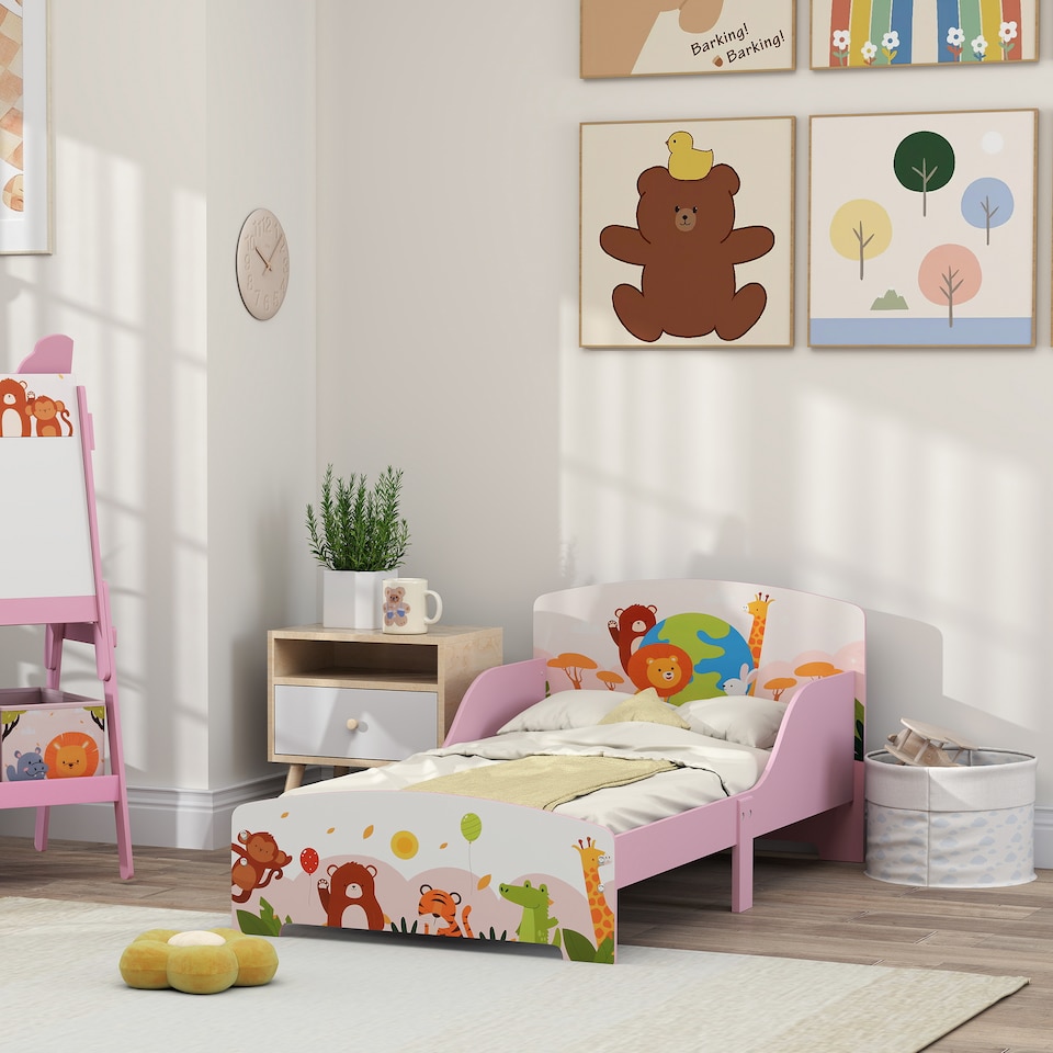 image 1 of AIYAPLAY Toddler Bed, Cute Animal-Themed Kids Bed Frame, 143 x 77 x 60cm