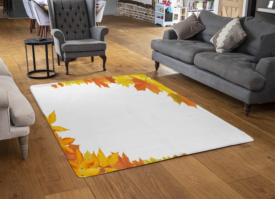 image 1 of Yellow Autumn Border Designer Rug | Multi