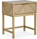image 1 of Vonhaus Ducie Bedside Table with Gold Frame & Herringbone Finish