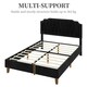 image 3 of Yaheetech 135 cm W x 190 cm L Upholstered Bed Frame with Button-Tufted Headboard Black