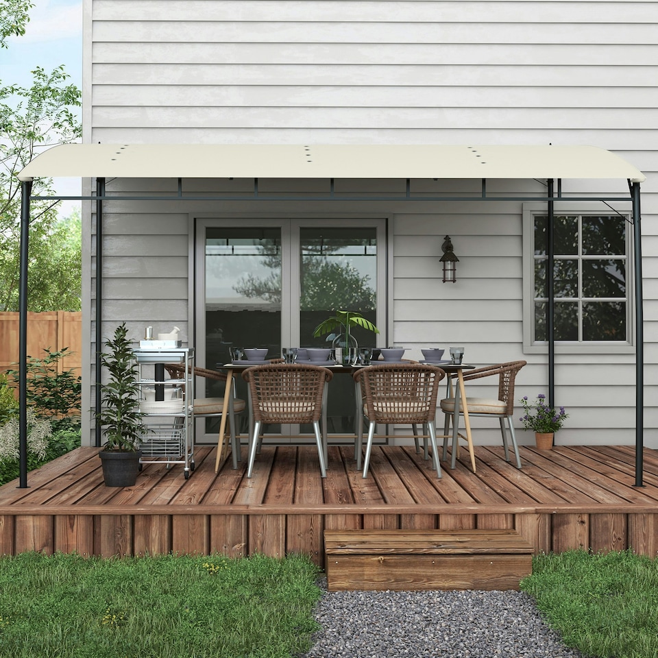 image 1 of Outsunny 3 x 4m Metal Pergola, Outdoor Gazebo UV-Resistant, Cream White