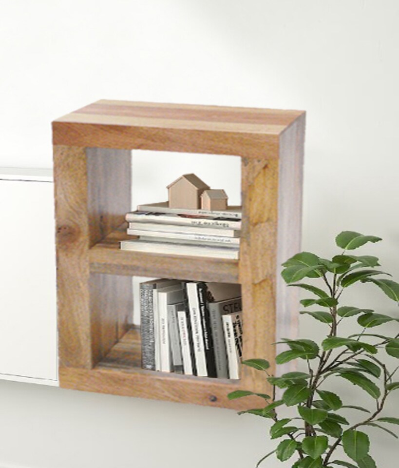 image 1 of Dakota 2 Hole Display Unit - Mango Wood - L35 x W44 x H81 cm - Light Finish