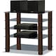 image 3 of Centurion Supports TRINITY Gloss Black 5 Shelf with Walnut Legs Flat Screen TV Rack Glass Stand | Multi | 1