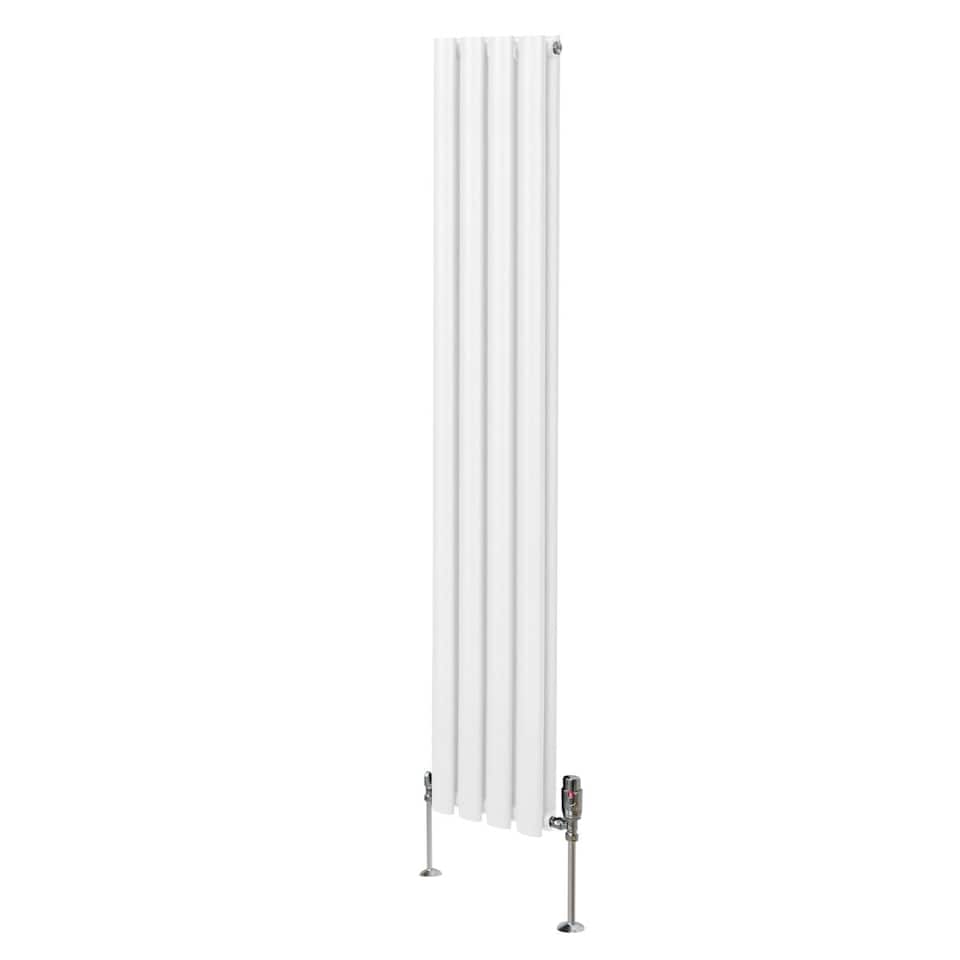 image 1 of Oval Column Radiator & Valves 1600mm x 240mm White