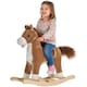 image 1 of HOMCOM Kids Plush Rocking Horse w/ Moving Mouth Tail Sounds 18-36 Months Brown | Brown | Brown
