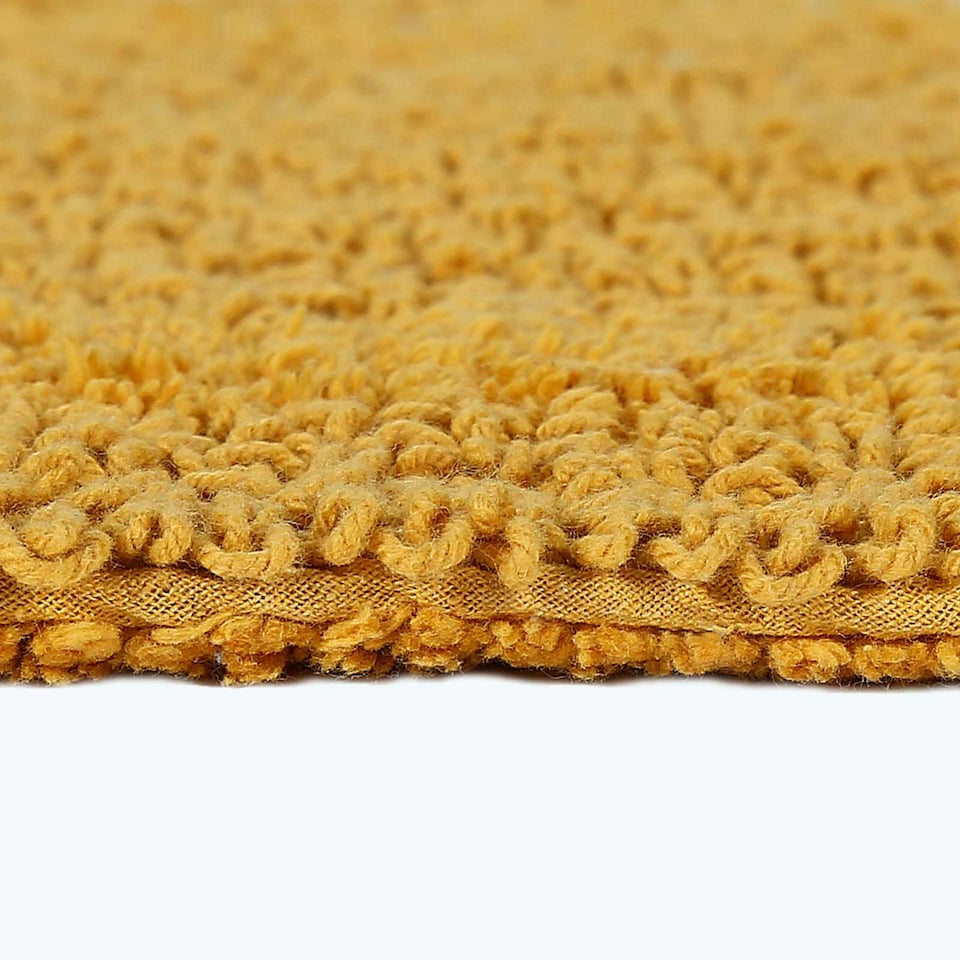 image 1 of Homescapes Luxury Reversible Cotton Bath Mat - Mustard | Yellow | Mustard Yellow