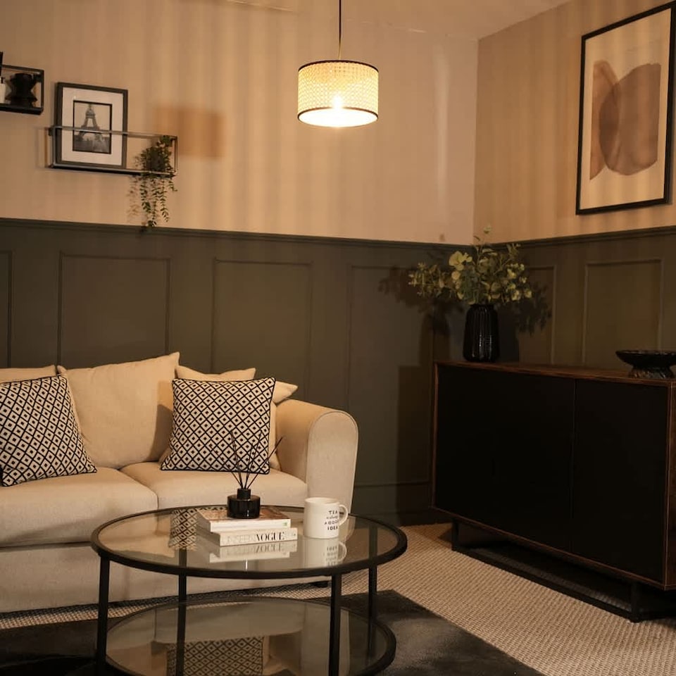 image 1 of ValueLights Small Reni Wood - Cane Natural Drum Floor Lamp Shade | Cream