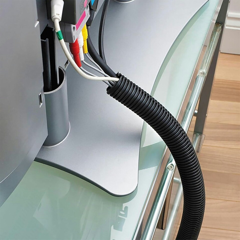 image 1 of SPARES2GO Cable Conduit Flexible Tube Tidy Sleeve Pipe (15m Length x 32mm Diameter)