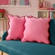 image 2 of OHS 2 x Matte Velvet Scallop Edge Filled Cushions | Multi | Pink and Red | 45 x 45cm | 2