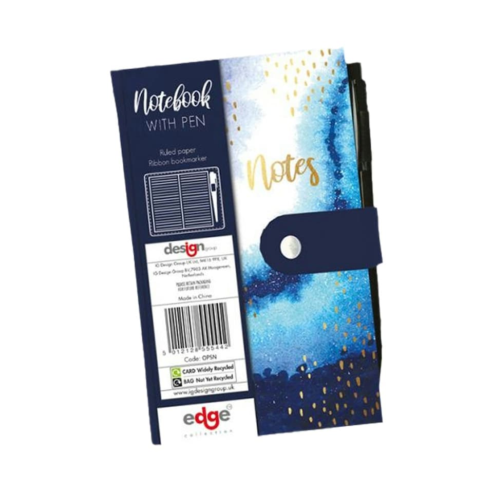 The Opulent Geo Collection Notebook & Pen - Blue/White/Gold - One Size