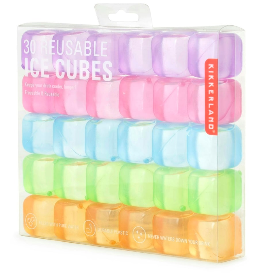 image 1 of Kikkerland Reusable Coloured Ice Cubes 30 Pack